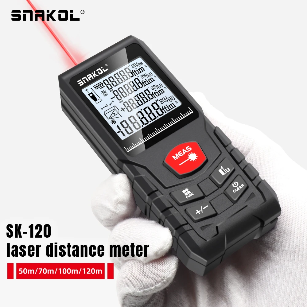 Snakol Medidor de Distância Laser Profesional Range Finder Fita Métrica Digital Ferramentas de Teste da Régua 50m 70m 100m 120m