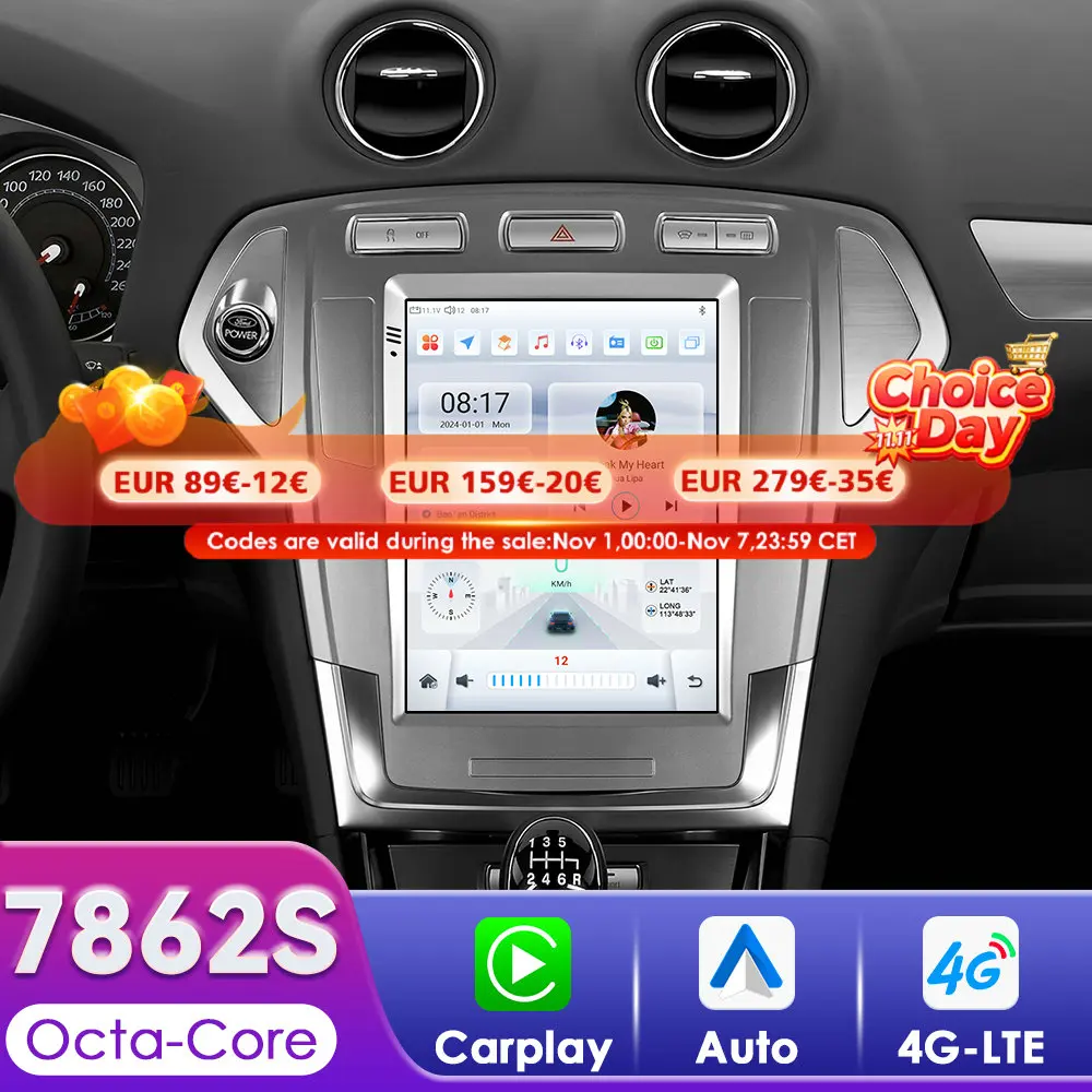 9.7inch Android Car Radio for Ford Mondeo mk4 4 Galaxy A/C 2007-2010 Multimedia Android Auto Carplay GPS Car Player Headunit