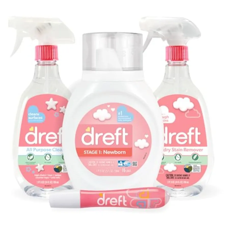 

Baby Gifts Set by Dreft, Baby and Mom Gift Set with Liquid Laundry Detergent, Laundry Stain Remover, Stain Remover Pen and All