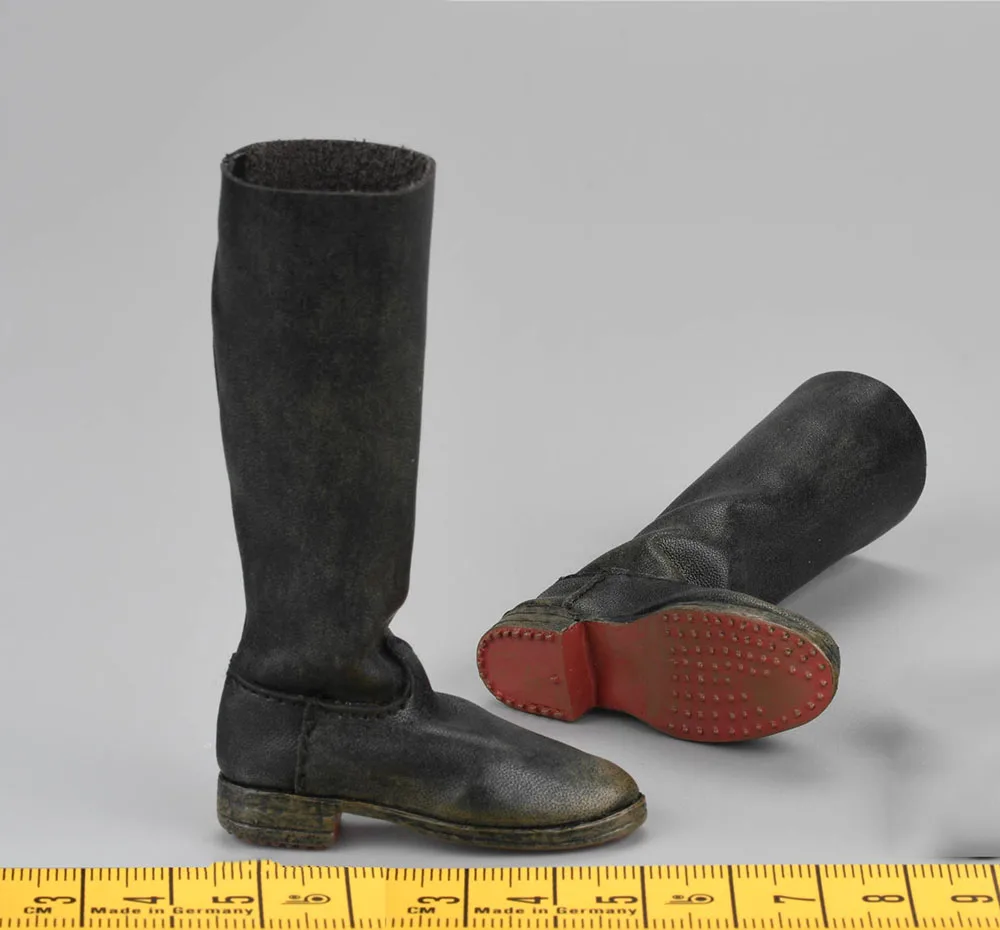 1/6 FLAGSET FS 73046 Male Soldier Red Alert Soviet Mobilize Troops Leather Black Dirty Long Hollow Boot Shoe Fit 12