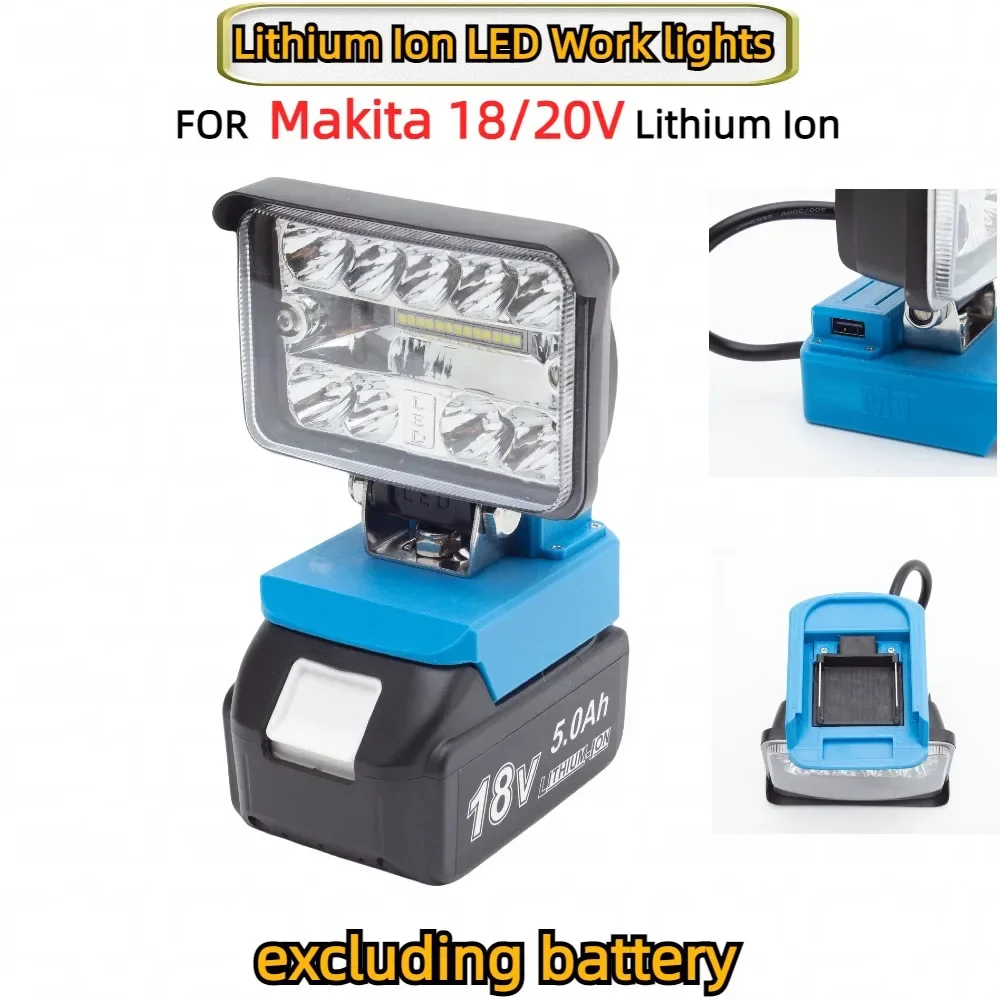 

Lithium Battery LED Work Light, for Makita 18/20V Li-ion Battery Powered Portable Outdoor Camp Light with USB(excluding Battery)