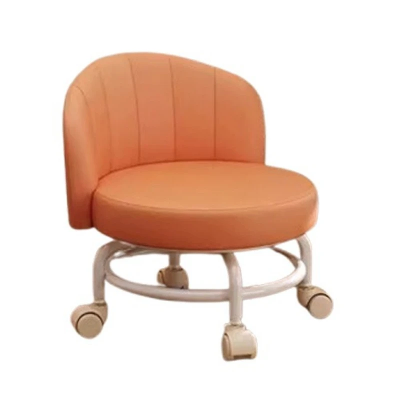 

Household low stool pulley mobile stool universal wheel bench stackable backrest small chair living room children's toddler