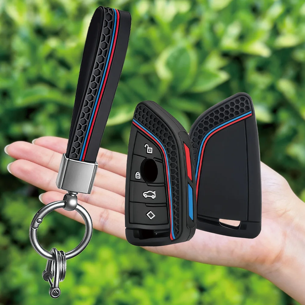 Silicone Car Key Case Cover For BMW X1 X3 X5 X6 X7 1 3 5 6 7 Series G20 G30 G11 F15 F16 G01 G02 F48 M3 M4 M5 Accessories