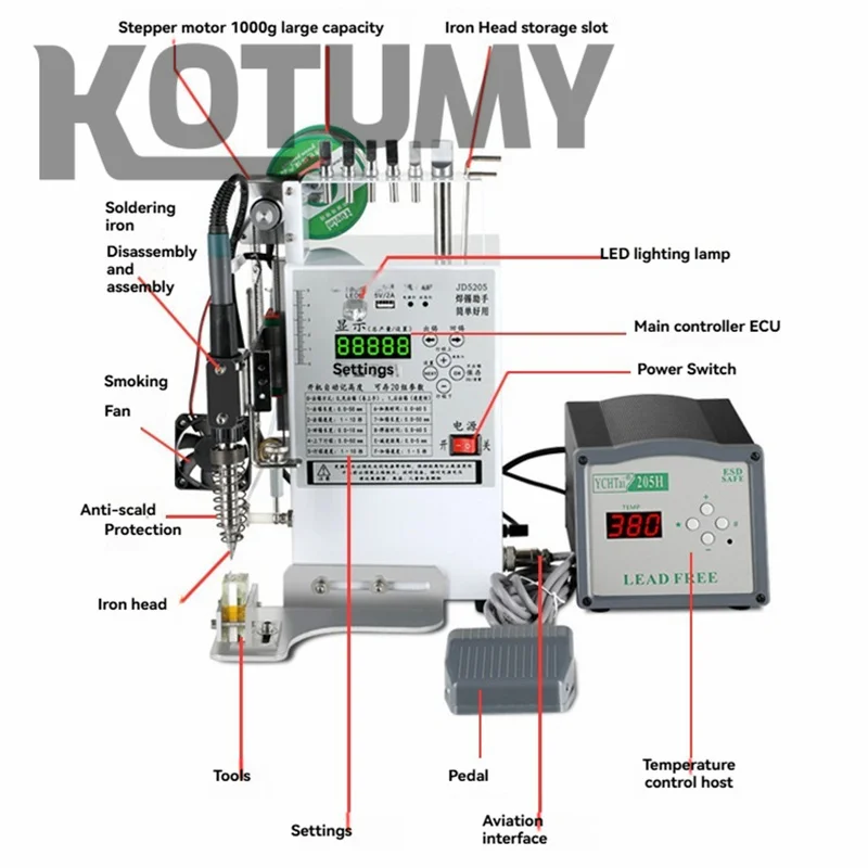 JD5205+205H 150/200W Foot-Operated Semi-Automatic Soldering Machine Spot Welder High-Precision Welding Repair Tools