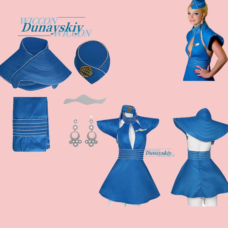 

blue hat flight attendant hollow out uniform carnival party Cosplay Costumes SetsAnime game role-playing women's clothing