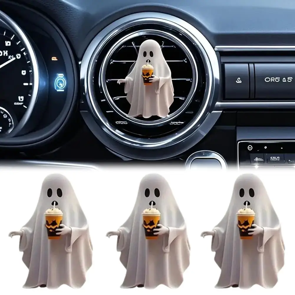 Decoração fantasma de halloween, ambientador de carro, clipe de ventilação, acessórios interiores para homens e mulheres, aromas automotivos, decoraçõ