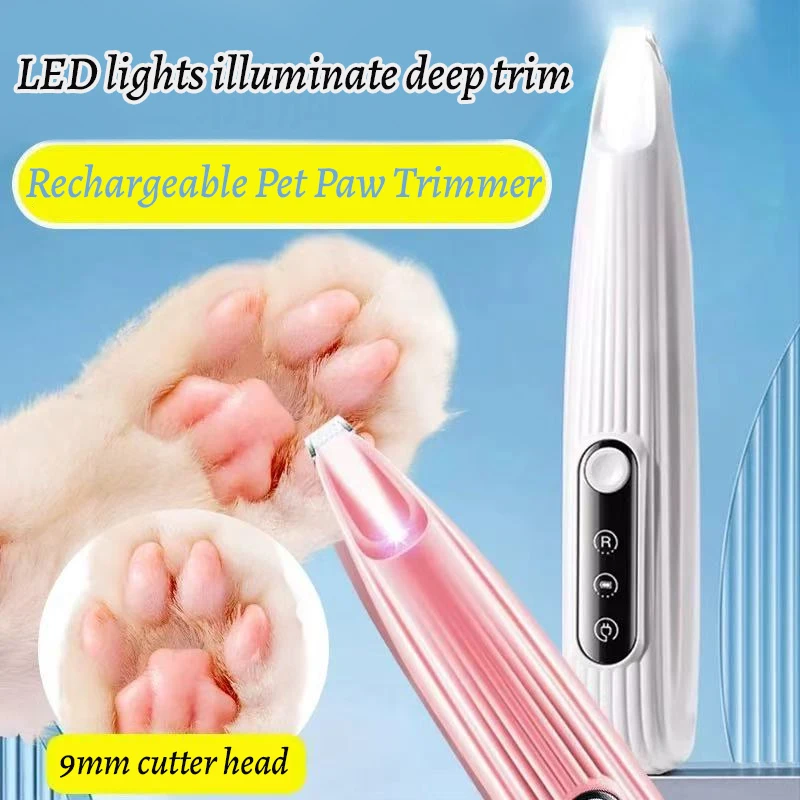 Pet Dog Electric Groomer Trimmer with LED Light Waterproof Pet Foot Hair Trimmer Low Noise Cat Dog Face Foot Ear Hip Paw Shaver