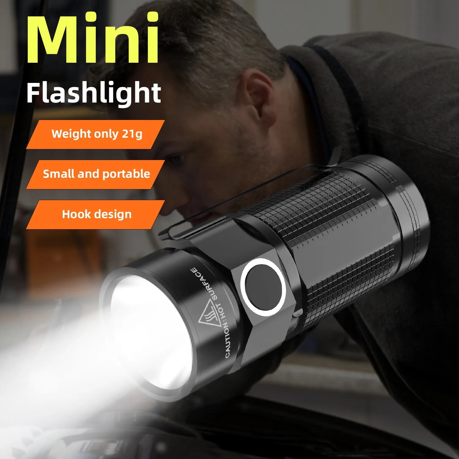 New Mini Strong Light Flashlight 21G Lightweight LED 3 Modes USB Charging with Pen Holder Portable Flashlight