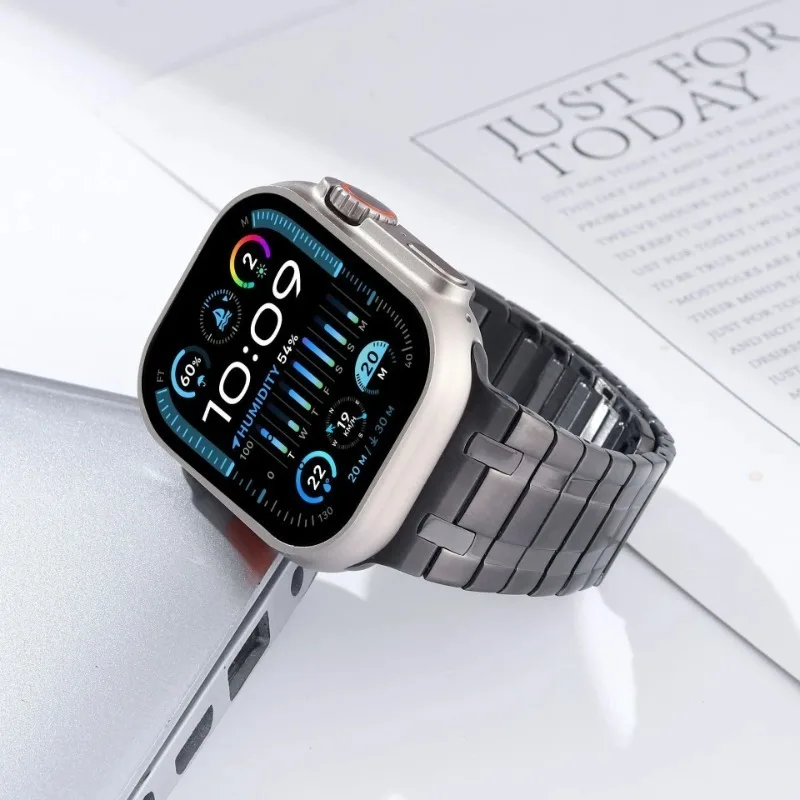 Correa de Metal de acero inoxidable para Apple Watch Ultra 2 49mm 10 46mm 42mm reloj de pulsera magnético 9 8 7 6 5 SE 45mm 41mm 44mm 40mm
