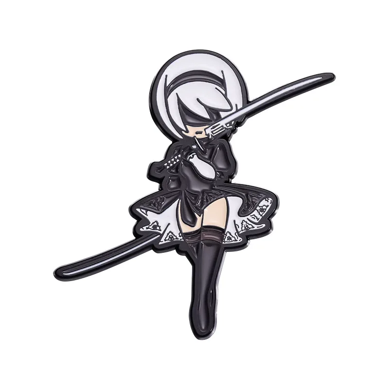 Cartoon knife girl Brooch Dark Wind decorative Alloy Badge Pins Wholesale Fashion Jewelry Accessories Souvenir Festival Gifts