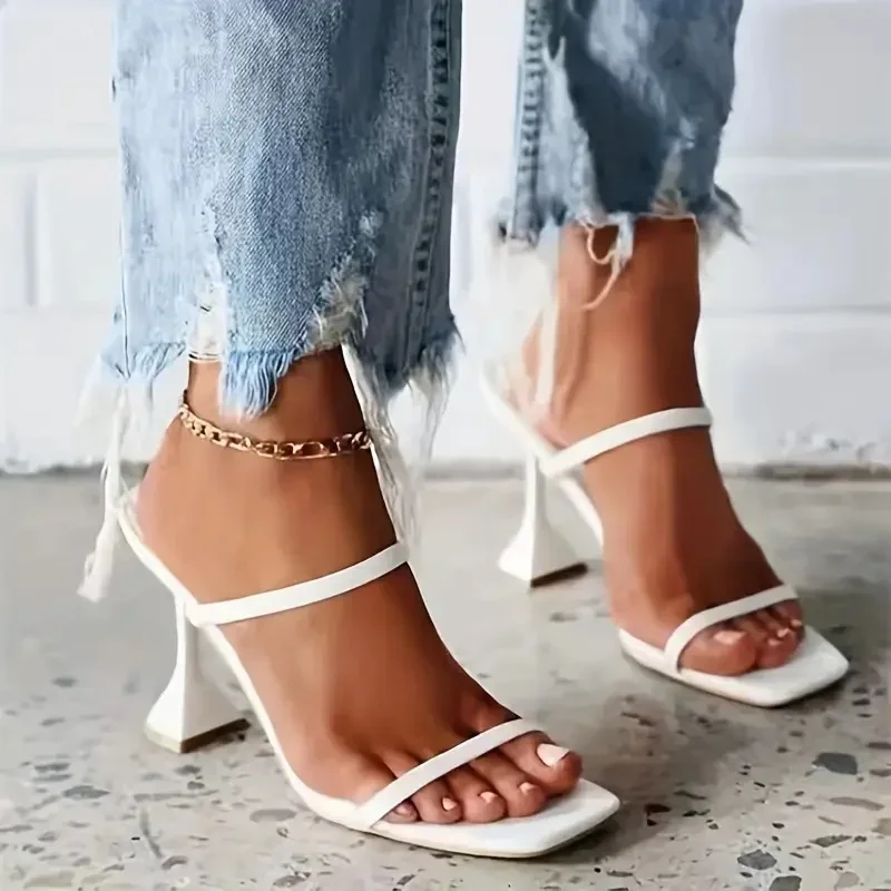 

Шлепанцы женские на высоком квадратном каблуке, брендовые сандалии, Элегантные Тапочки, сланцы, летняя Уличная обувь