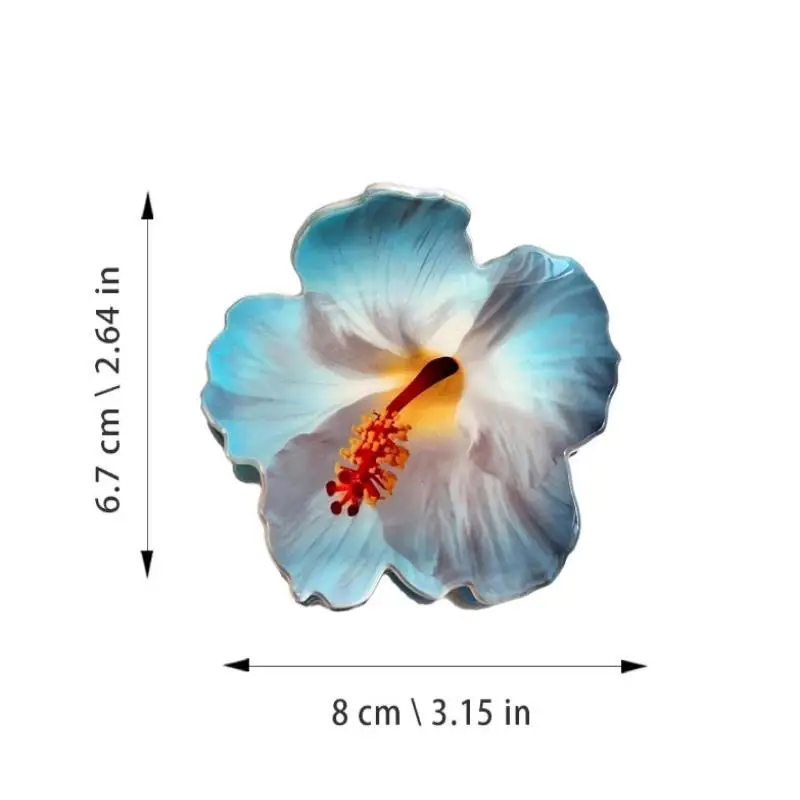 Sommerliche Hibiskusblüten-Haarspange aus Acryl, Strand-Haarklammer, Krabbenklauen-Styling-Accessoires für Frauen und Mädchen – Detail 4