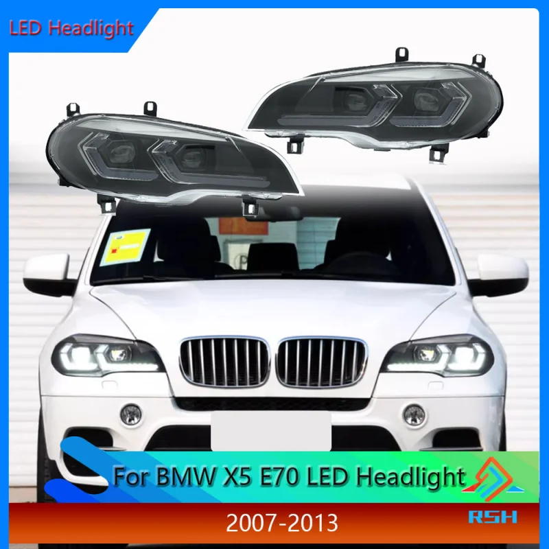 Car Front Light For BMW X5 E70 Headlight Assembly 2007-2013 Models Modified With New LED Projector Lenses Daytime Running Lights