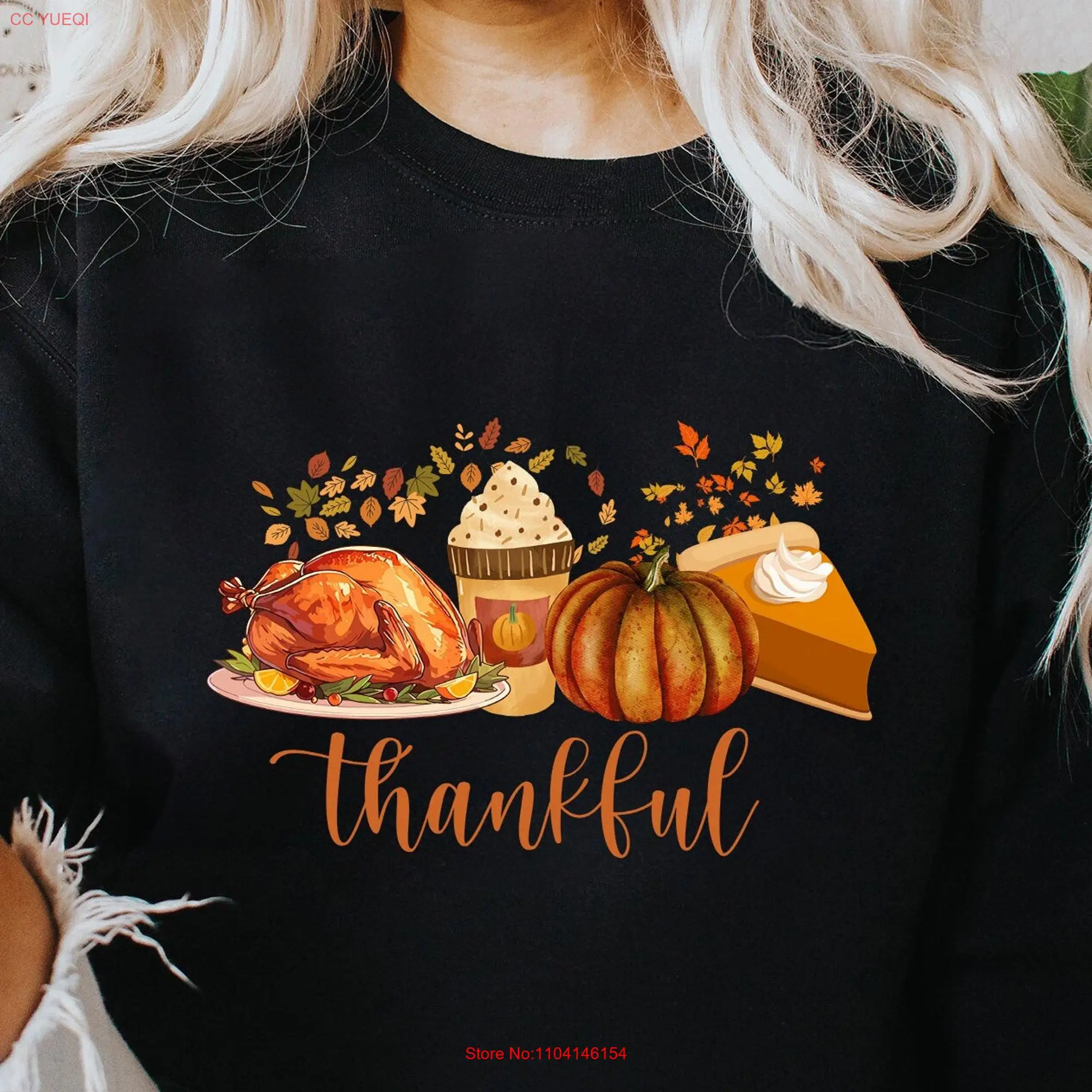 Thankful SweaT T Shirt Fall for Women Thanksgiving Pumpkin s Happy long or short sleeves