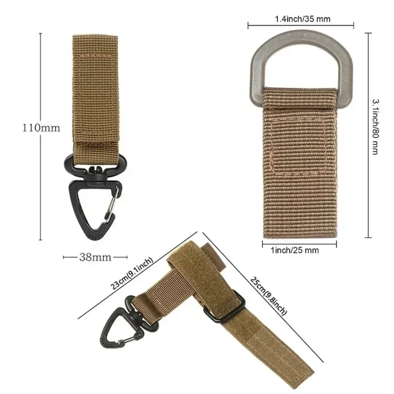 Military Tactical Hanging Key Hook Clip Clamp Buckle Nylon Webbing Molle Belt Carabiner Outdoor Strap Climbing Accessories
