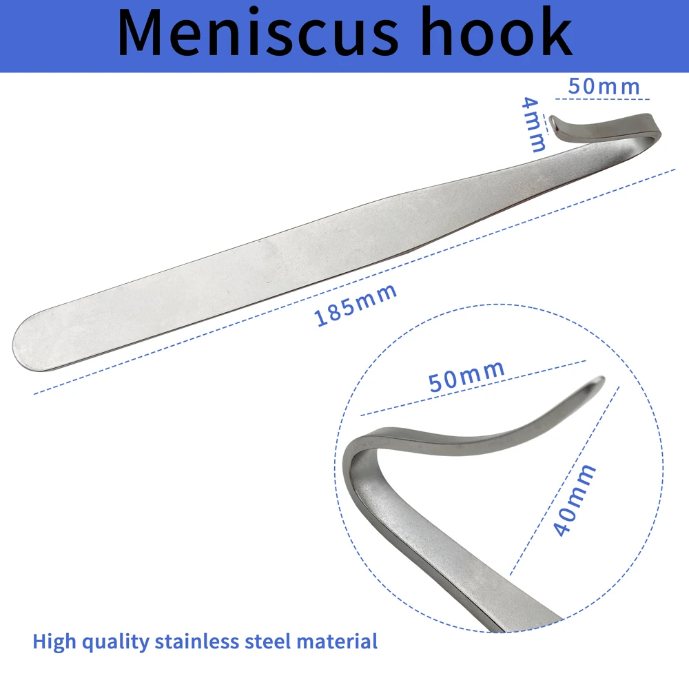 Gancho  articulación  rodilla, herramienta Retractora  menisco  un solo diente, gancho  extracción  menisco, palan