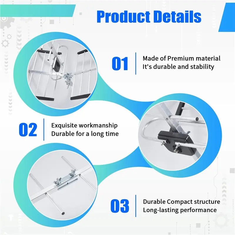 AA87 Up To 200 Mile Range Outdoor Digital HD TV Antenna For Attic Or Roof High-Definition Reception Free 4K Channels