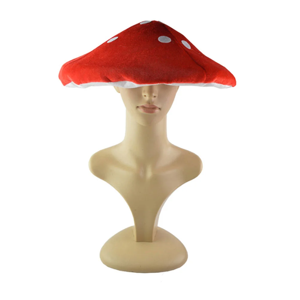 2 Pcs Mushroom Cap Costume Party Hats Accessory Funny Kids Premium Material Red Creative Decor