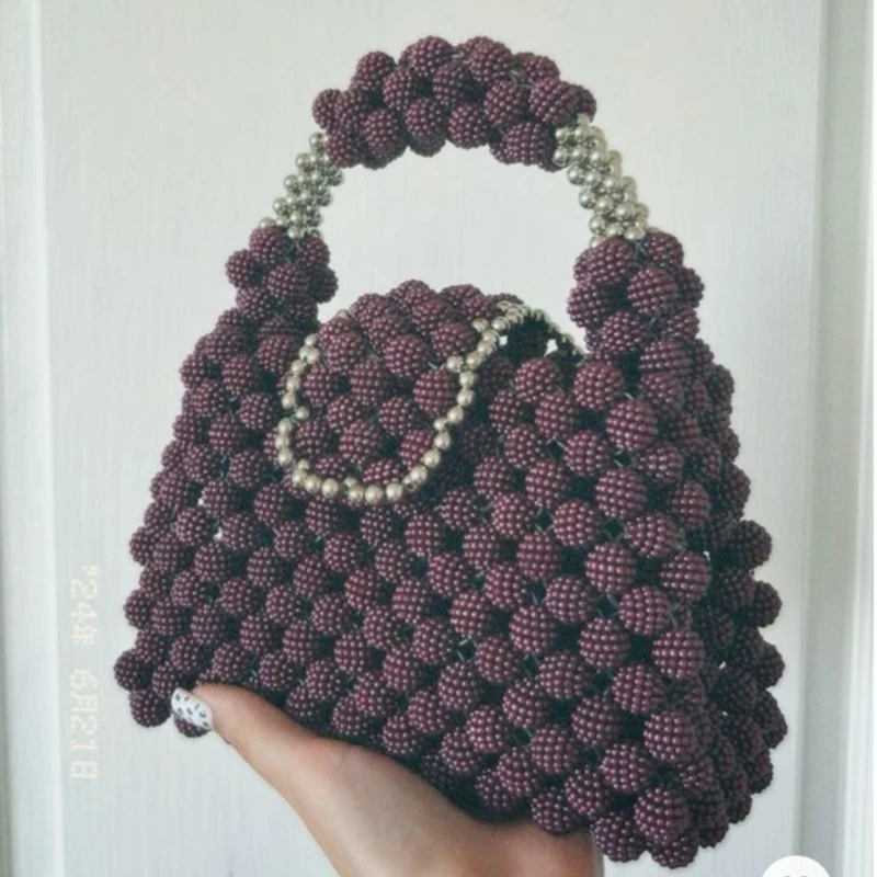 New Handmade Ins Bead Women's Bag Custom Color Yangmei Ball Design Ladies Handbag Dinner Party Exquisite Small Bags for Women