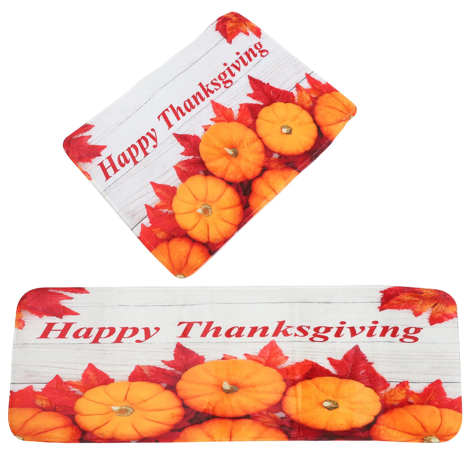 

2 Pcs Anti-slip Pumpkin Floor Mat Thanksgiving Kitchen Fall Rug Farmhouse Rugs Mats Indoor and for