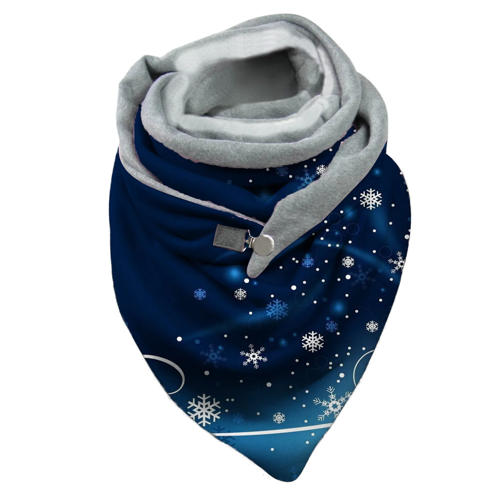 Winter Warm Wraps New In Winter Scarfs For Women Christmas Snowflake Print Button Warm Scarf Шарф Women Casual Scarf Шарф