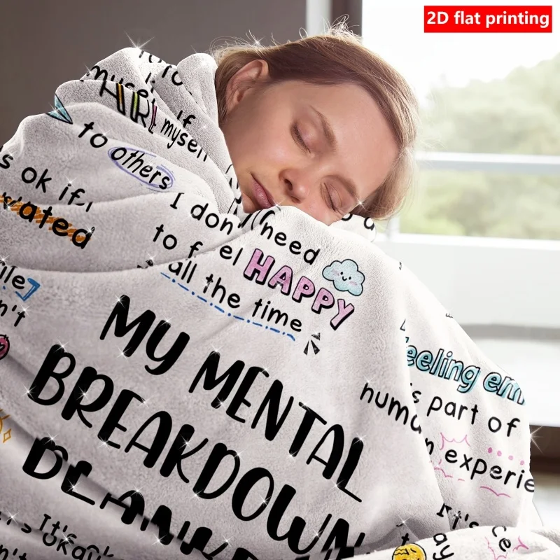 Flannel Blanket My Mental Breakdown Blanket Printed for Kids Bedroom Decoration Warm Soft Comfertable Blanket for Sofa Chair
