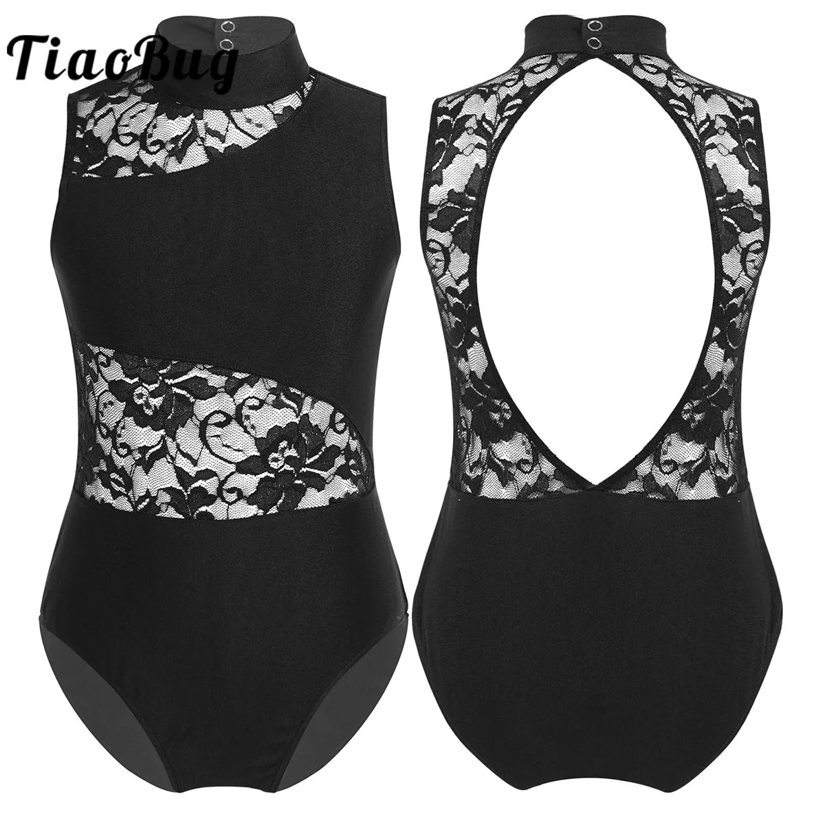 

Kids Girls Sleeveless Turtleneck Lace Leotard Dance Wear Ballet Dance Clothes Gymnastics Leotard Bodysuit Dancing Jumpsuit