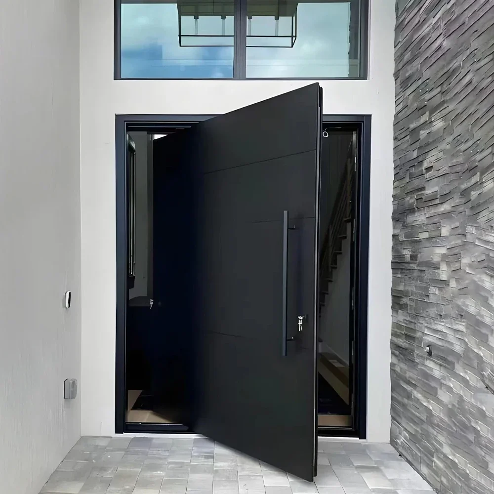 Sixinalu Pivot Door Casement Entrance Doors Front Entry Security Aluminum Exterior Interior Rotating Door Custom Home Decor