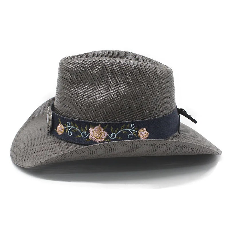 European and American fashion Western Cowboy Straw Hat Men and Women Casual Vacation Hard Top Sun Protection Cowboy Hat