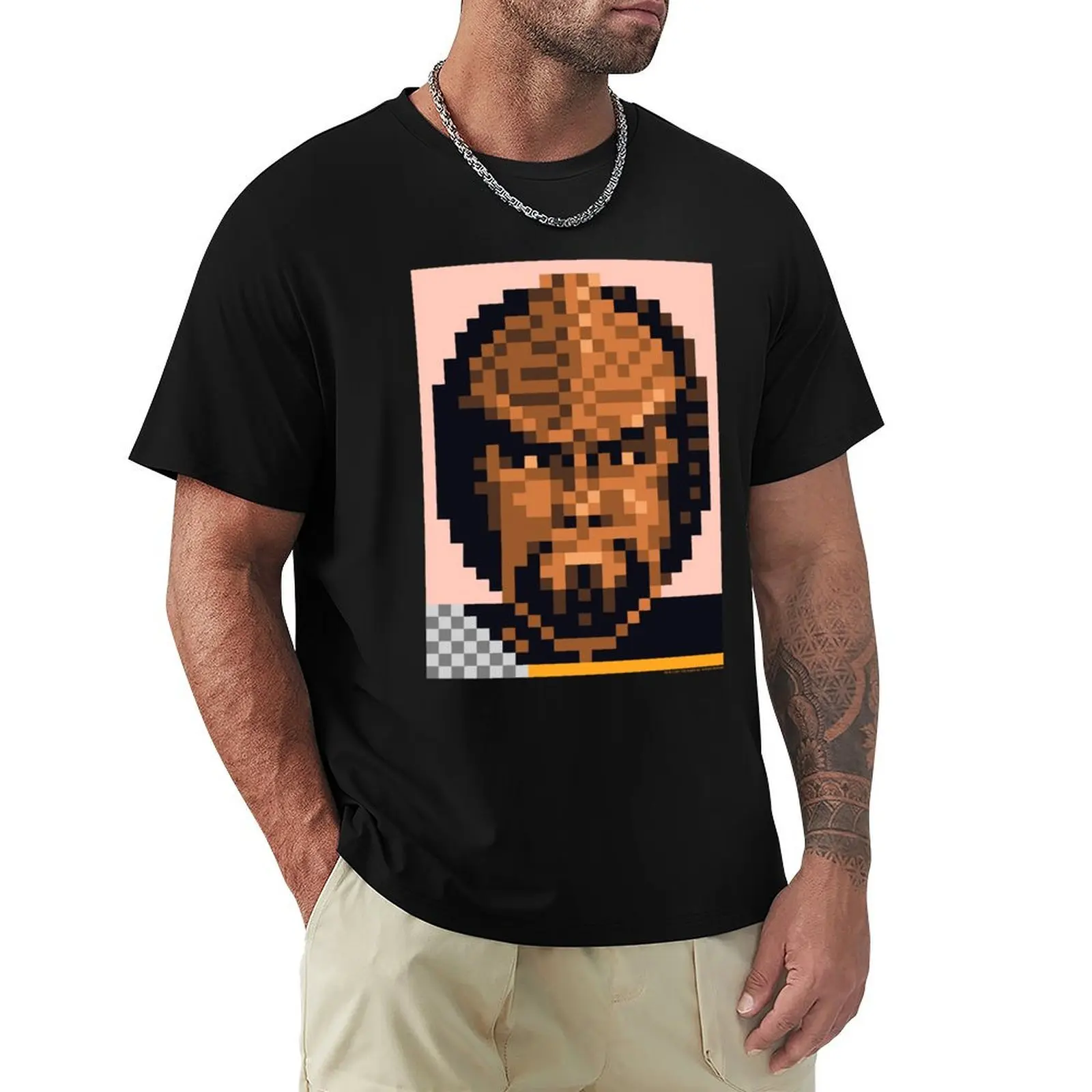 

Star Trek: The Next Generation Worf Klingon Pixel Portrait T-Shirt Simple Casual Short Sleeve Tee