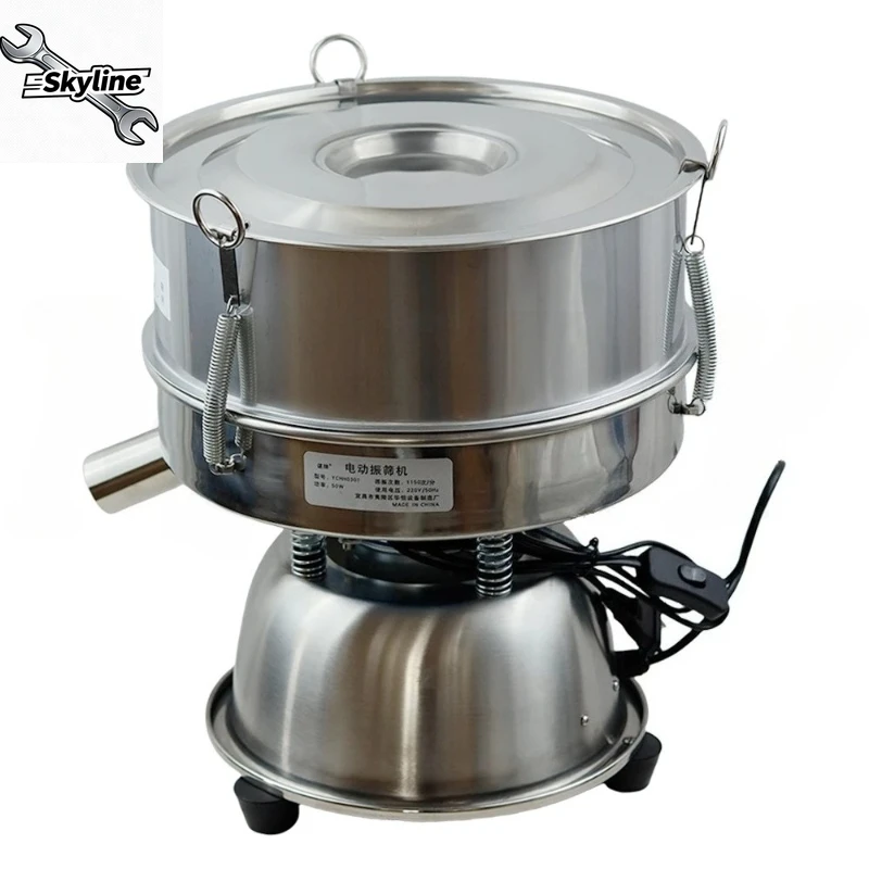 220V Electric Stainless Steel Screening Machine Powder Vibrating Sieving Machine Lab Sieve Shaker Vibrating Screen 30CMx10CM