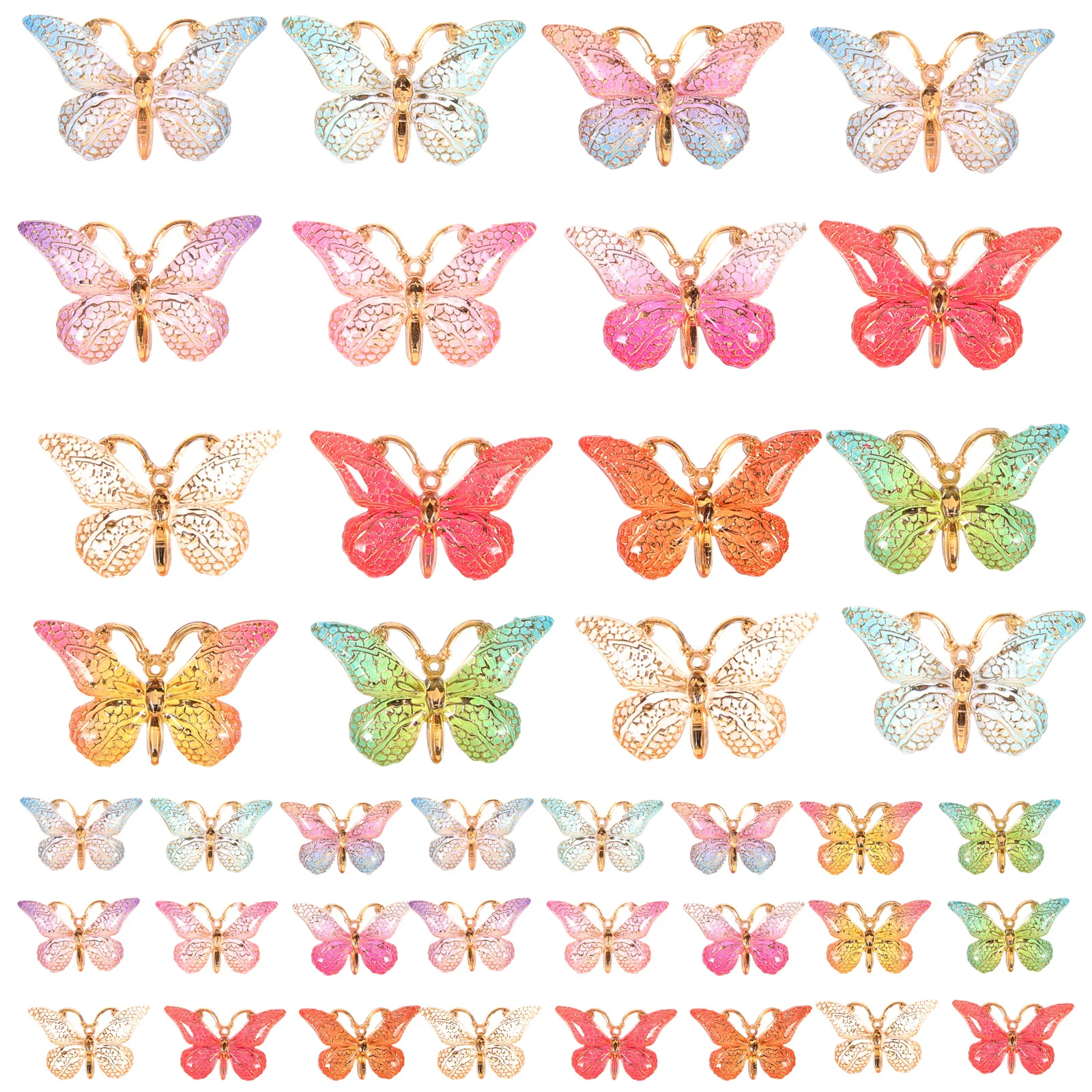 

50Pcs Colorful Butterfly Charms DIY Crafts Making Decorative Butterfly Charms for Jewelry Bracelet Making and Planter Decor