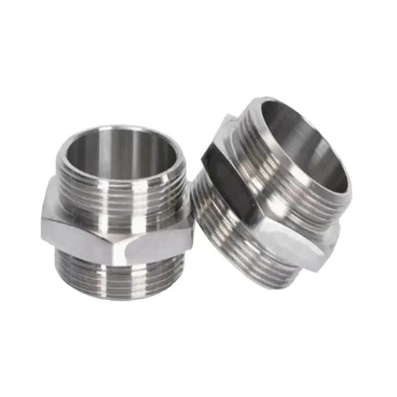 

CNC machined stainless steel custom double outer wire connector, hexagonal joint, channel connection conversion joint