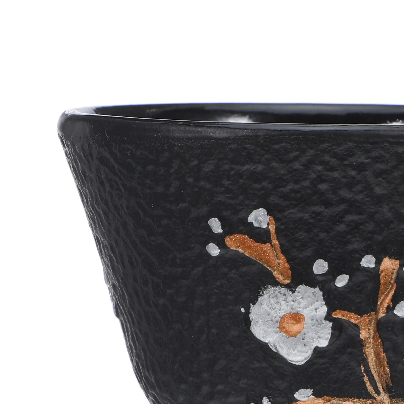 Cast Iron Teacup 80ml Handleless Small Tea Cup with Magpie Design Retro Style for Home Collection