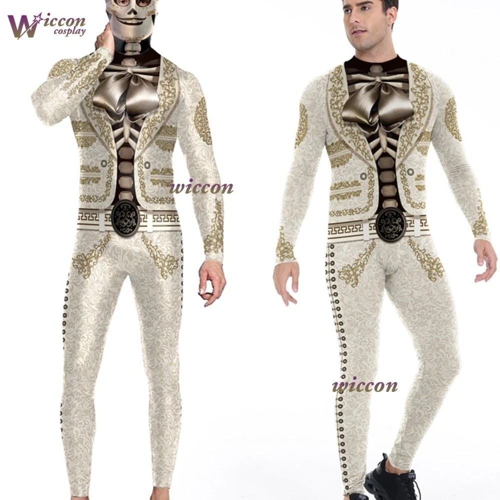 Men's Day of the Dead skeleton jumpsuit costume Halloween 3D Print Sugar Skull Mexican Fiesta Dia De Los Muertos Party Jumpsuit