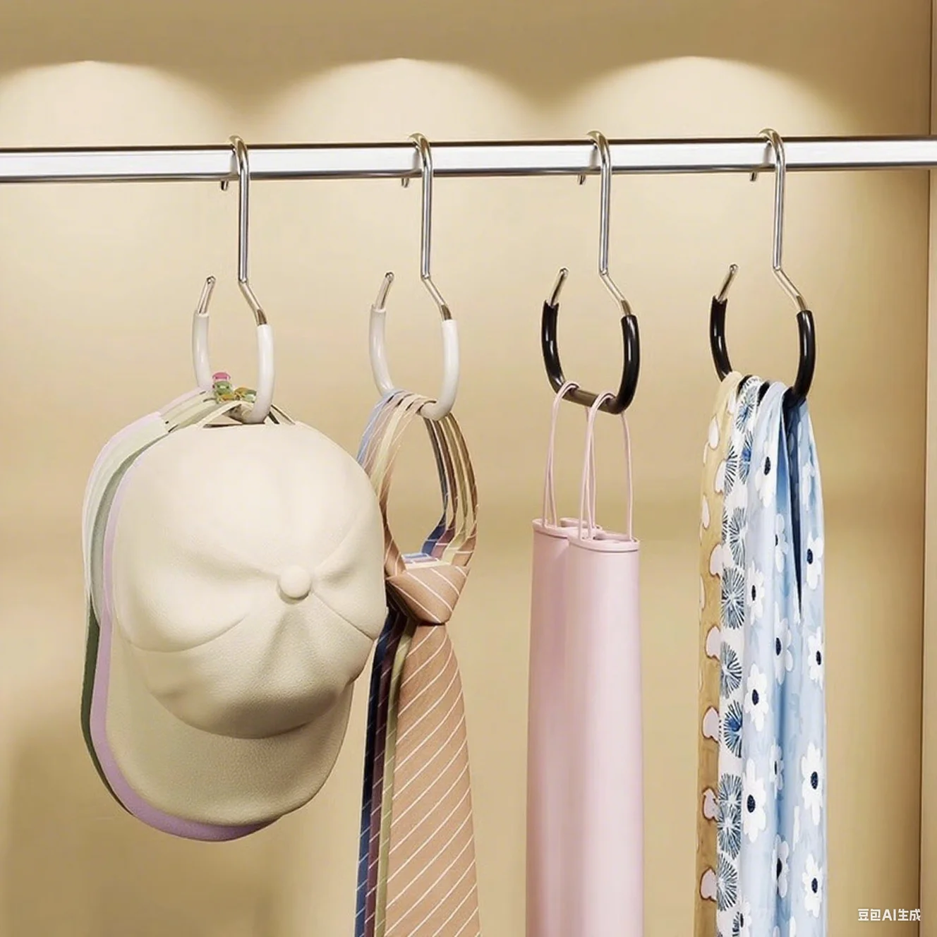 

Metal Circle Ring Hat Storage Set Hanger Hats Display Rack Baseball Cap Organizer Scarf Towel Tie Storage Holder for Closet Bedr