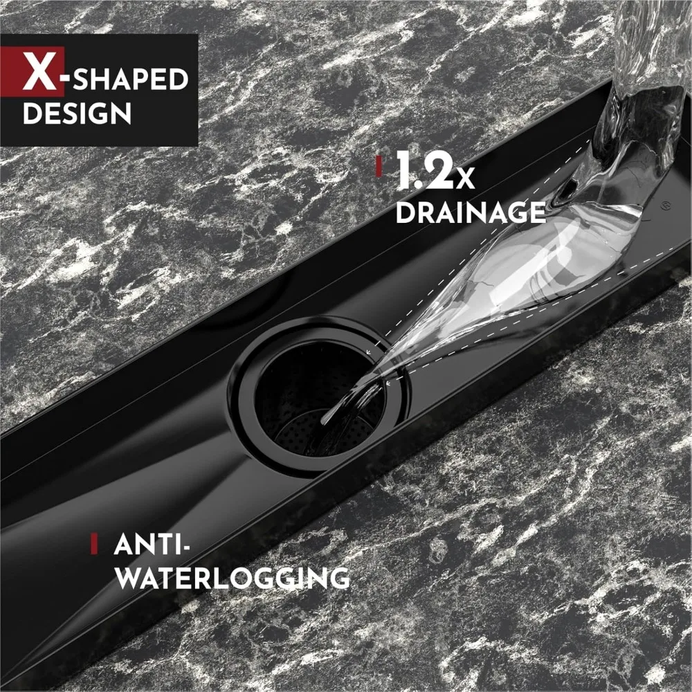 استنزاف دش خطي مستطيل 36 بوصة مع غطاء نمط فتحة مربعة، شبكة قابلة للإزالة، الفولاذ المقاوم للصدأ 304، الوصول إلى استنزاف الأرض