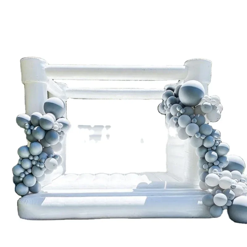 

z Outdoor Rental Inflatable White Bounce Combo House Inflatable Bouncer Wedding Bouncy Castle With Slide For Kids