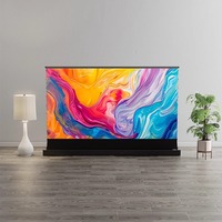 Electric ground rise projection screen, Fresnel lens anti-light 100/120/150 inch projector low pull screen 4K household high