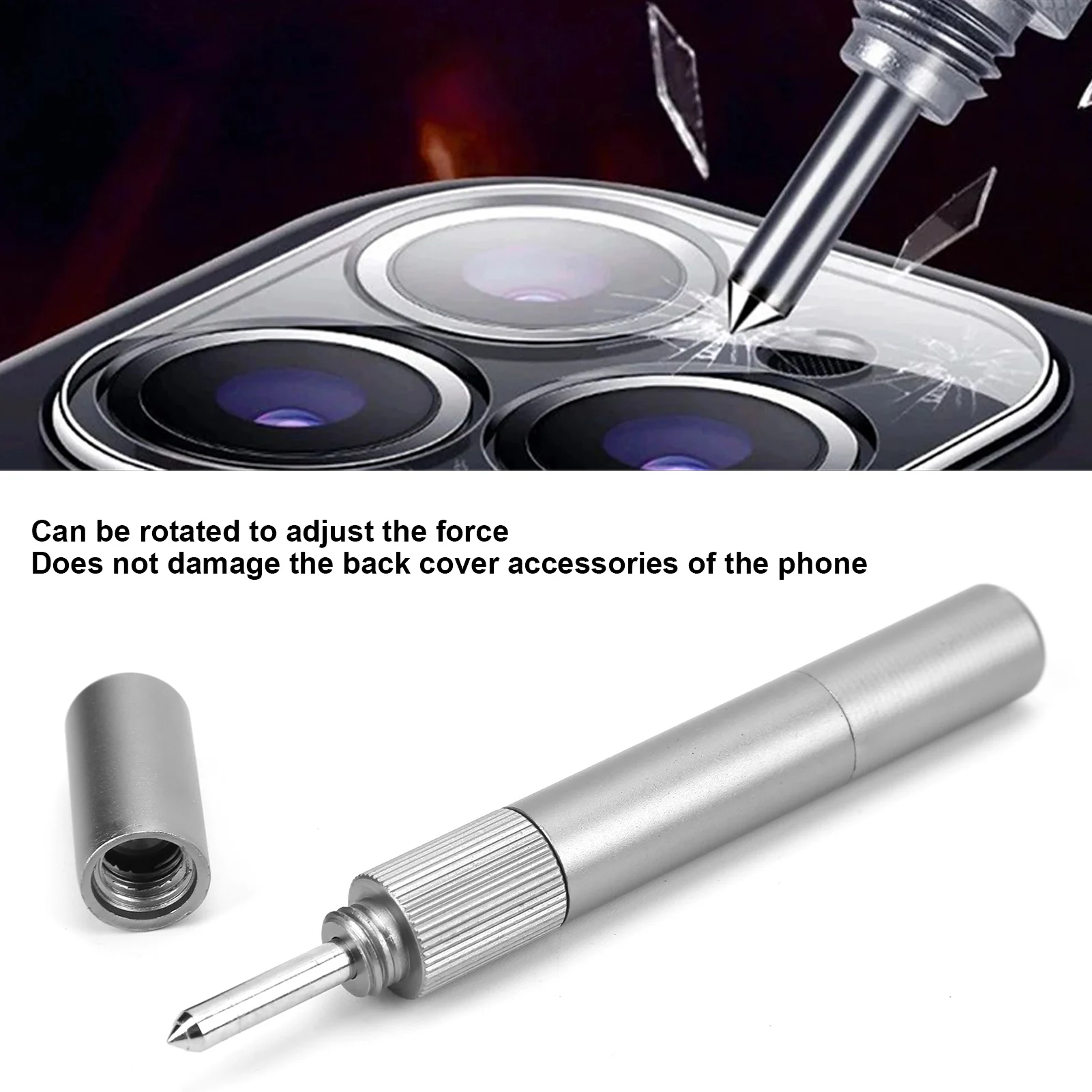 Phone Glass Breaker Aluminum Alloy Breaking Blasting Pen Compact Easy To Carry Rotatable Hand Cell Phone Repairing Tools
