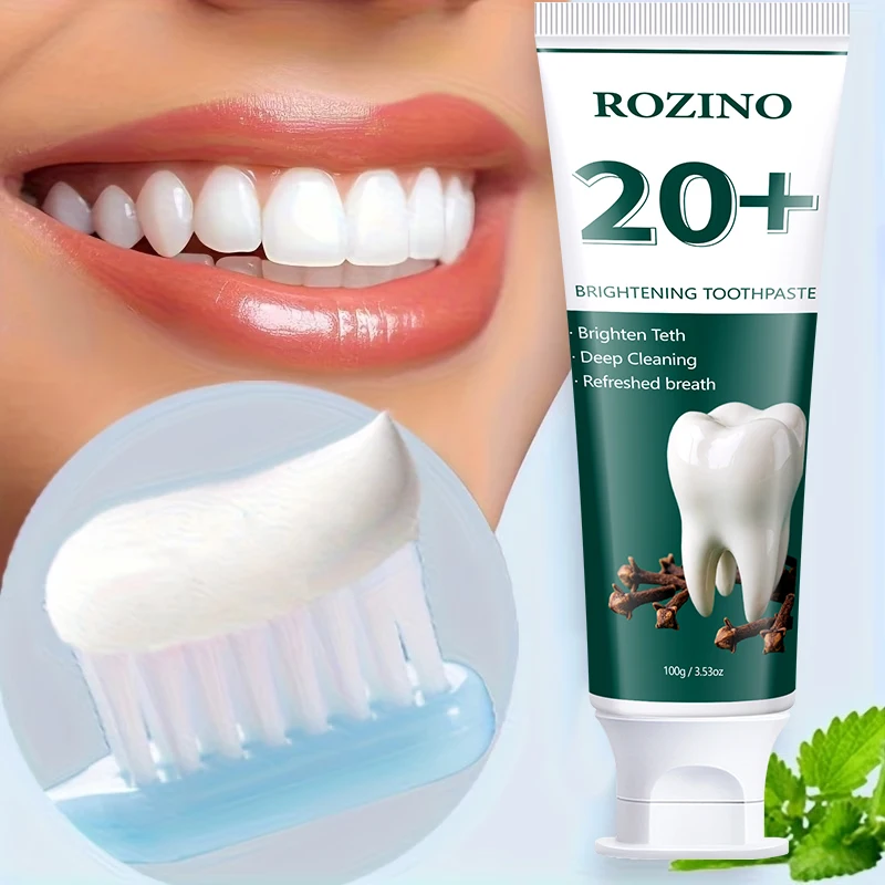 Pasta de dientes blanqueadora que limpia profundamente y realza la brillo de tu sonrisa, con un refrescante aroma a menta al estilo europeo, cuida suavemente tus encías, tamaño de viaje de 100g, un regalo ideal para el cuidado bucal tanto para hombres como para mujeres, adecuada para uso diario.