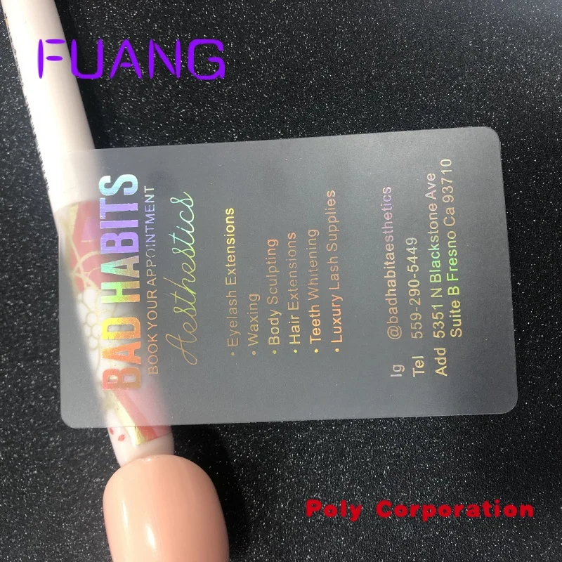 High Quality  Waterproof Custom Design CR80 Clear Plastic Transparent Business Card Printing