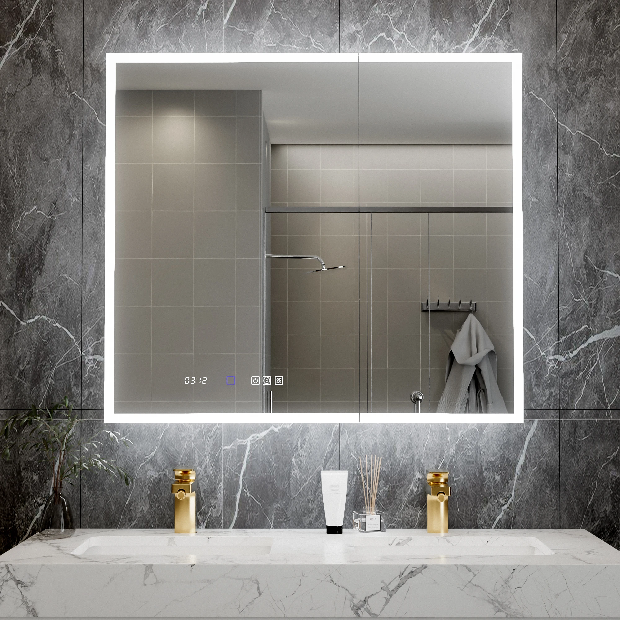 Homein American Warehouse In Stock: Bathroom Vanity Mirror Cabinet With Light, Wall-mounted Smart Makeup Mirror Storage Cabinet