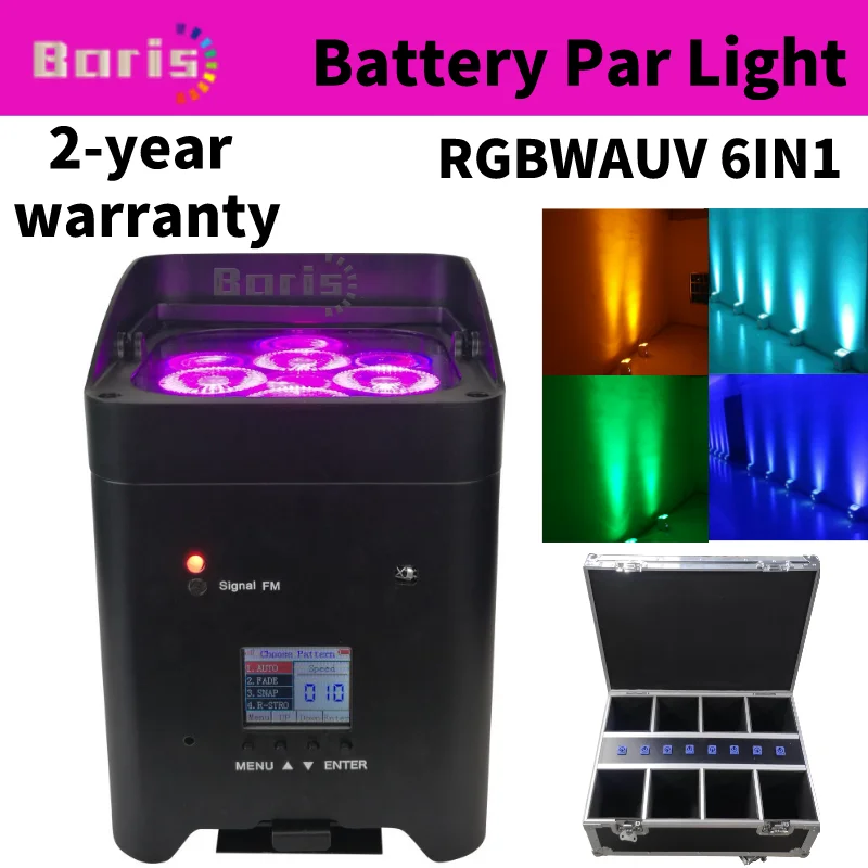 

8 шт. 6x18 Вт 6IN1 RGBAW + УФ Par Light Беспроводной пульт дистанционного управления Светодиодный светильник на батарейках для дискотеки DJ-бара, вечеринки, концерта, сцены
