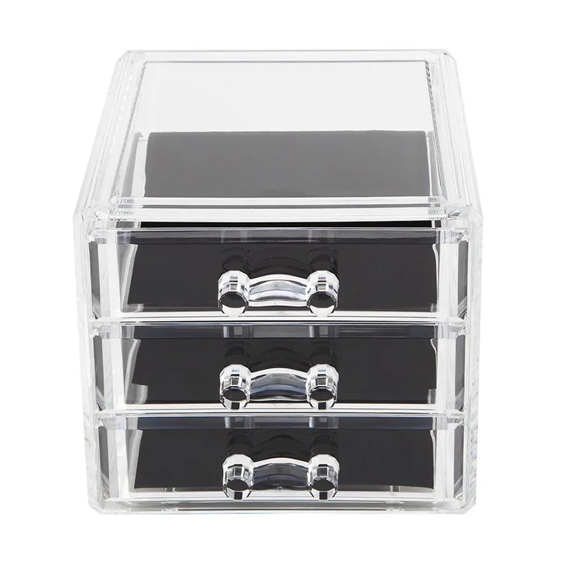 

Clear Acrylic 3 Drawers Makeup Organizer Lipstick Holder Cosmetic Storage Box Desktop Dust-proof Makeup Jewelry Storage Box