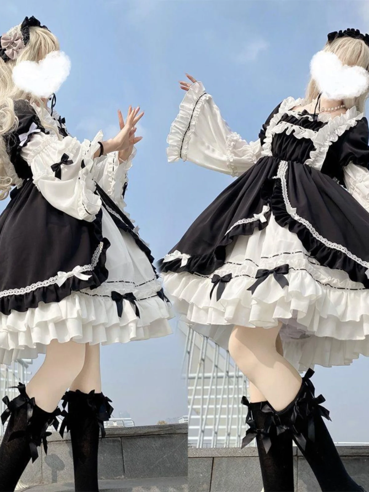 plus Size 300 Pou k Sweet Soft Girl Lolita Gonna da donna Princ Sle Long Sve Poliuretano Fibra elastica Autunno D...