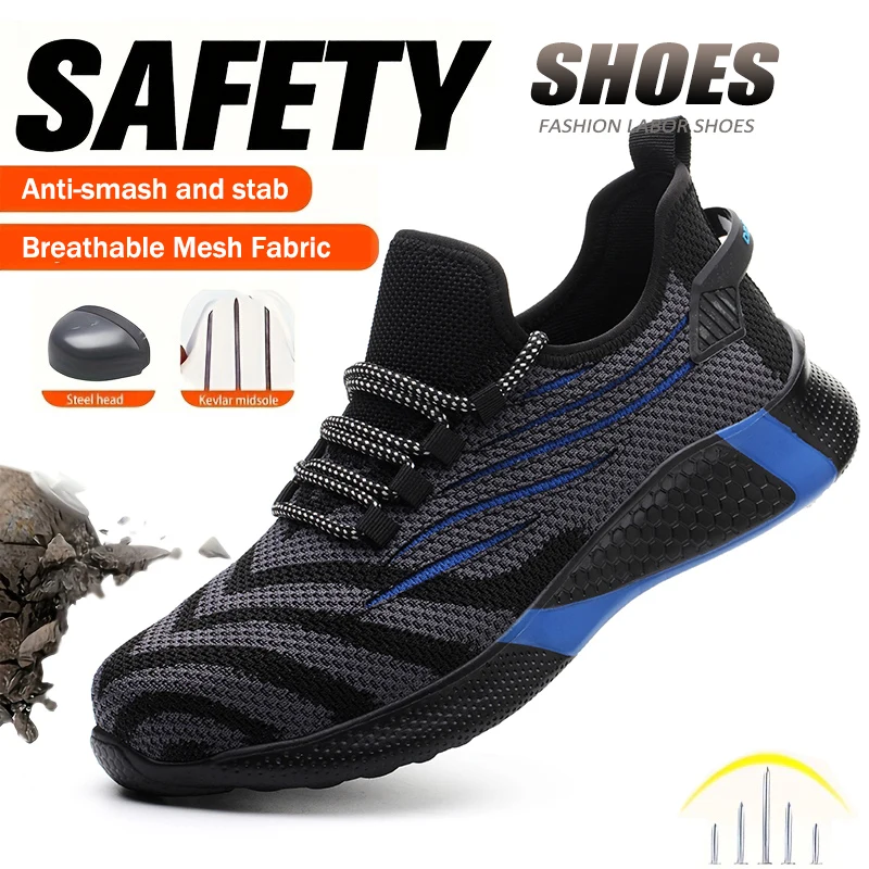 Men Work Safety Shoes Boots Security Protection Shoes Anti-puncture Working Sneakers Male Indestructible Steel Toe Cap Shoes