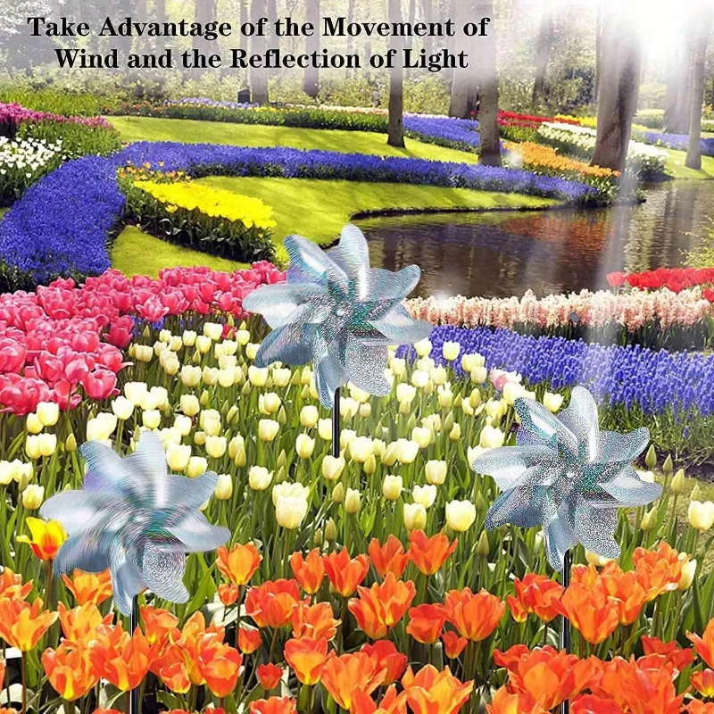 

3/6 шт. блестящая ветряная мельница, садовый декор, защита дворов, фермы, балконы, овощные сады, украшение на открытом воздухе, отпугивающее птицы