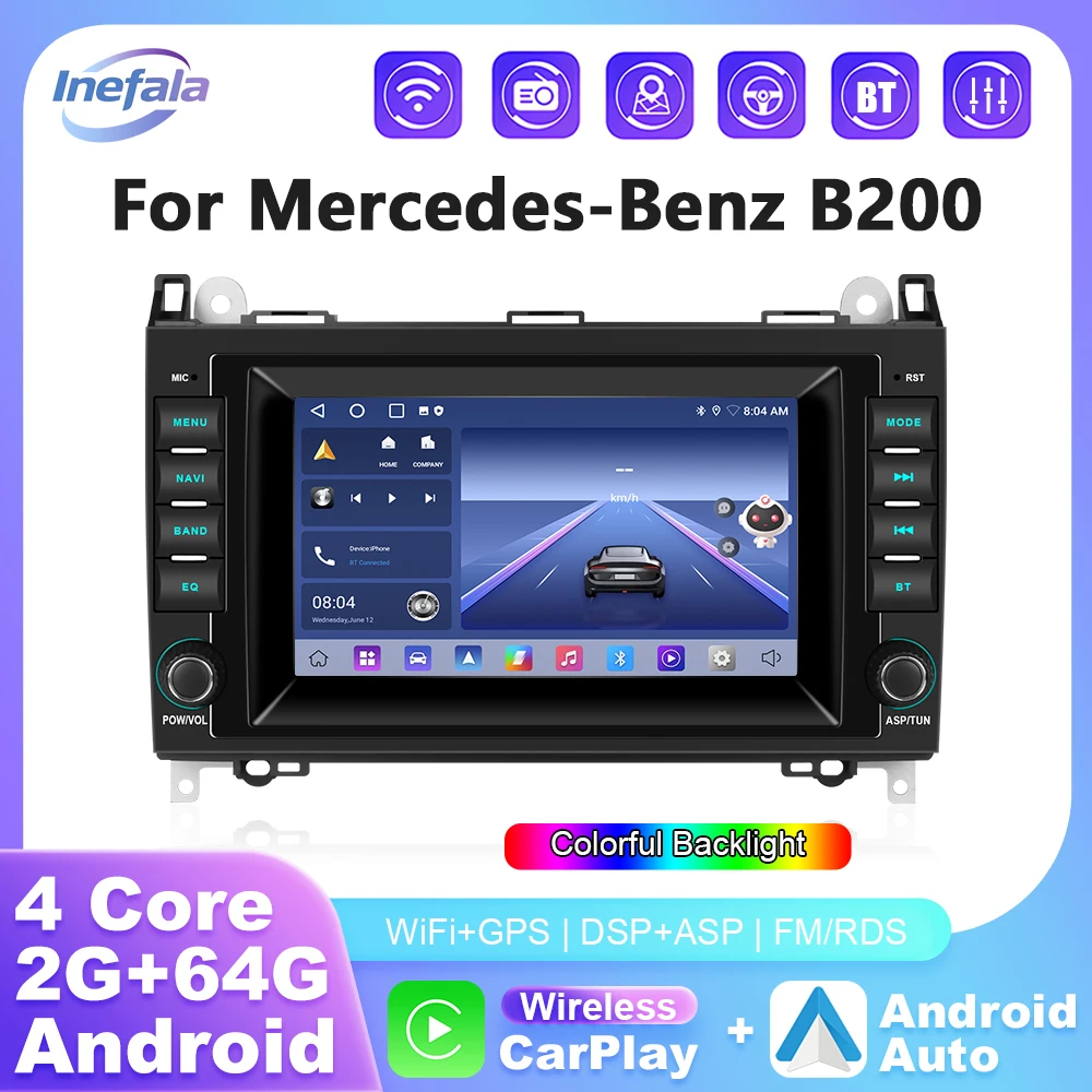 Inefala 7" 2+64g Android Autoradio for Mercedes Benz W169 W245 B200 W906