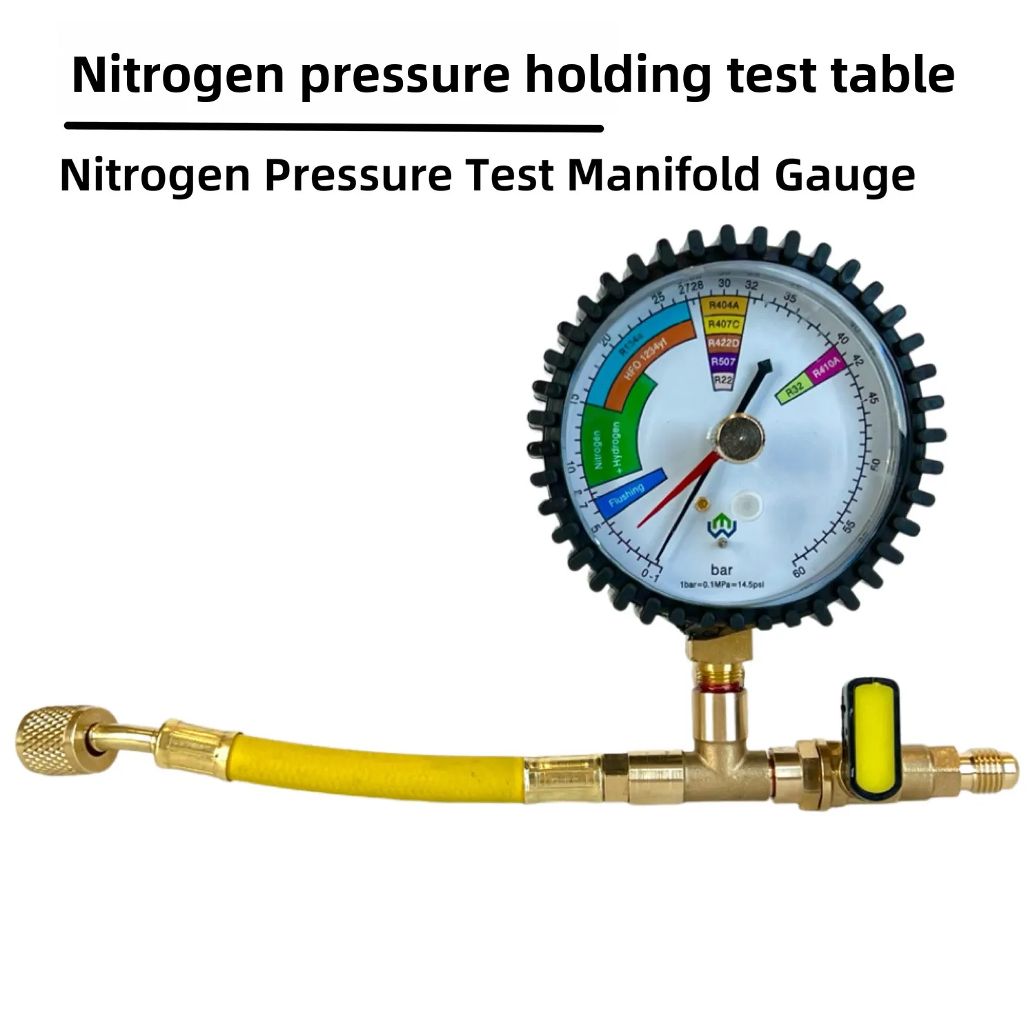 60kg Nitrogen Pressure Gauge for AC Refrigerator Leak Detection HVAC Test Tool